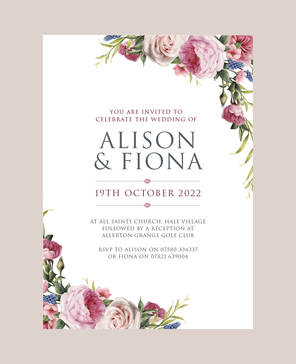 Watercolour Roses Wedding Stationery
