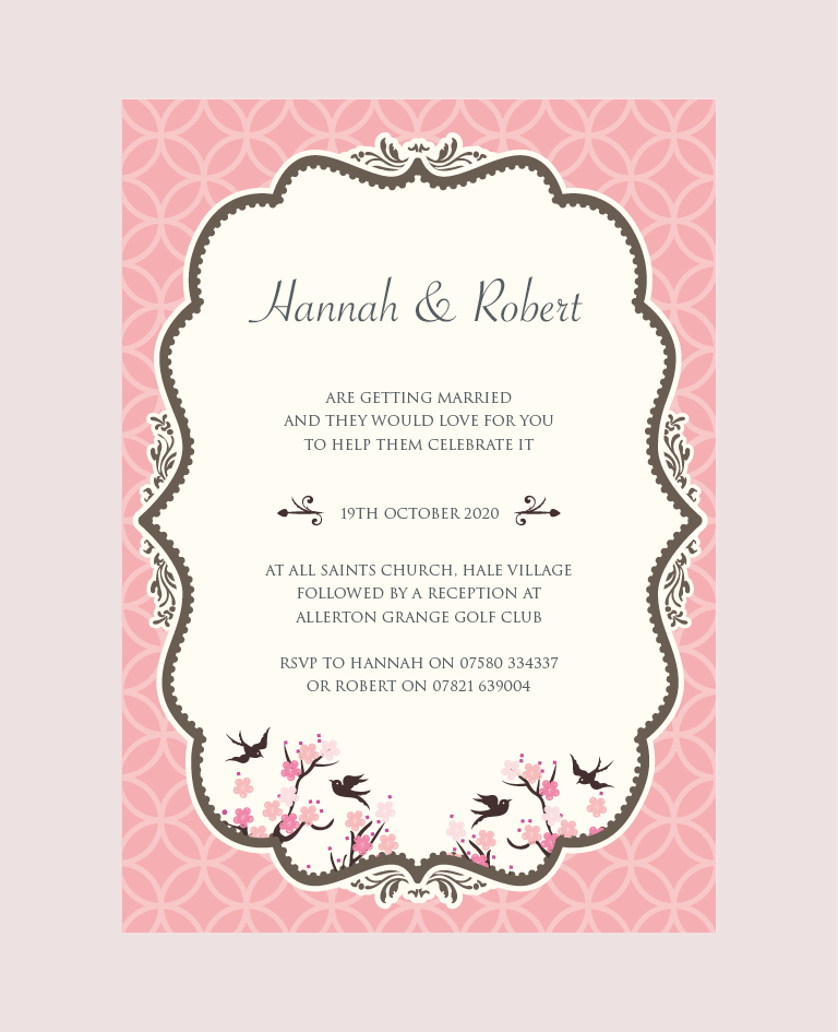 Vintage Swallows Wedding Invitation