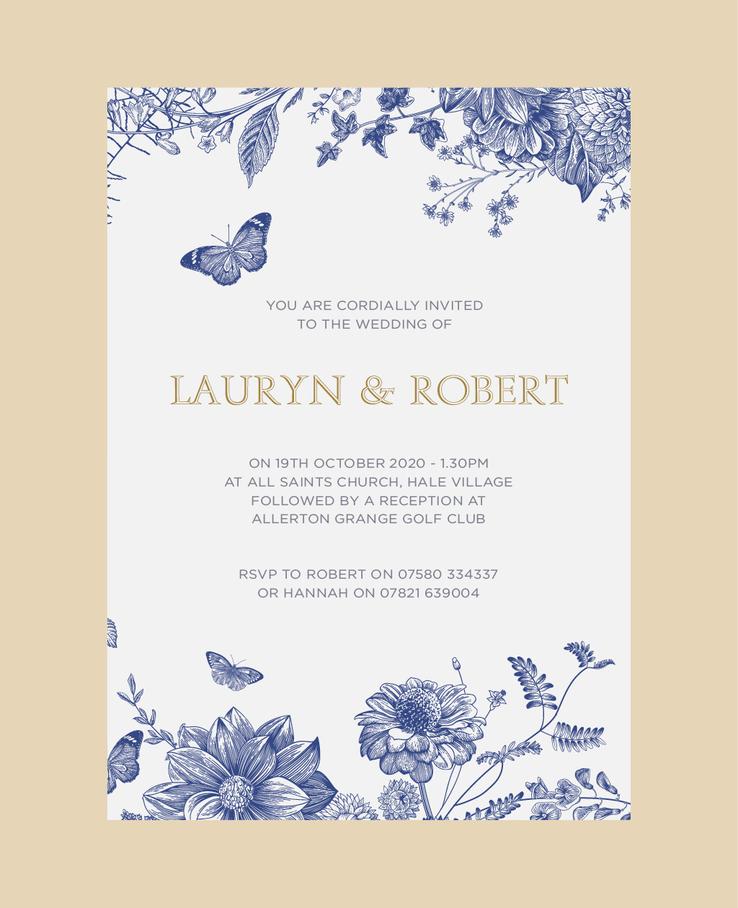 Bramble Blue wedding stationery invite