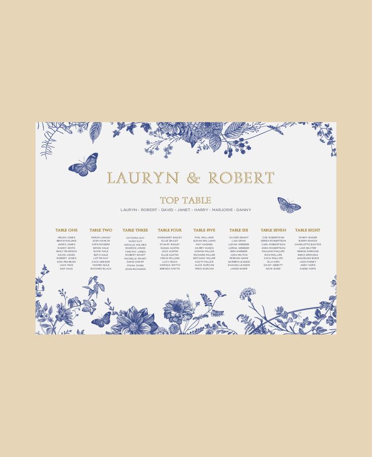 Bramble Blue Wedding Stationery Seating Plan