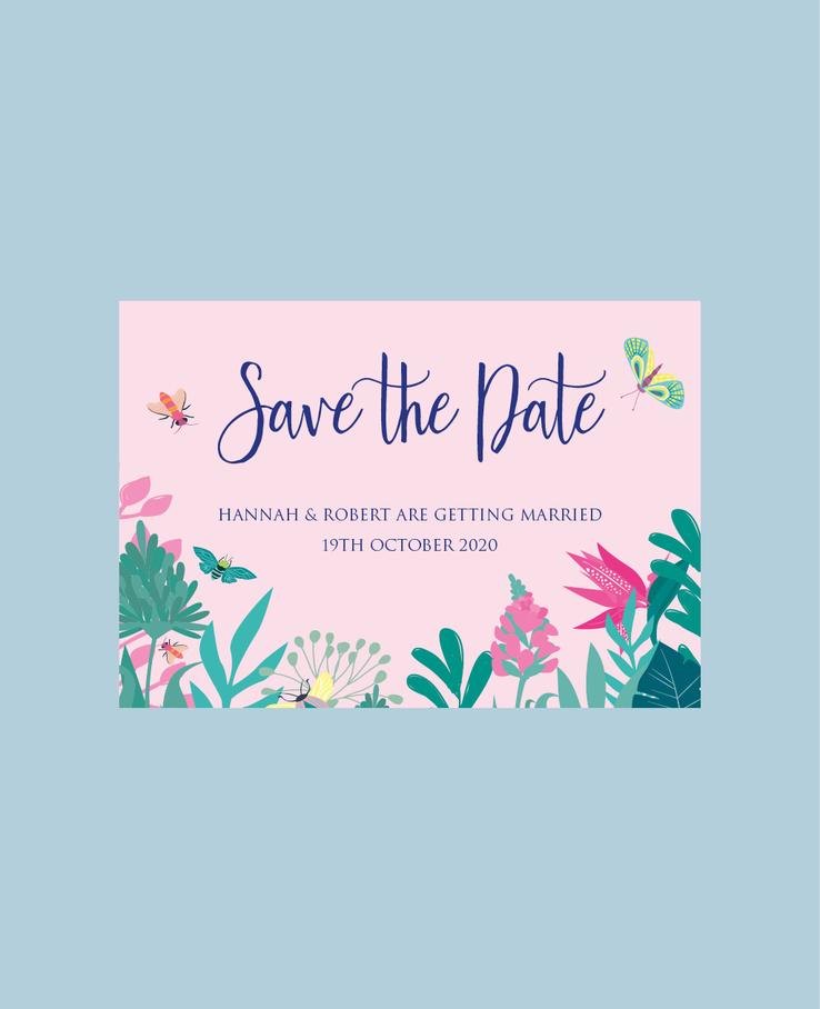 Exotic Foliage stationery save the date