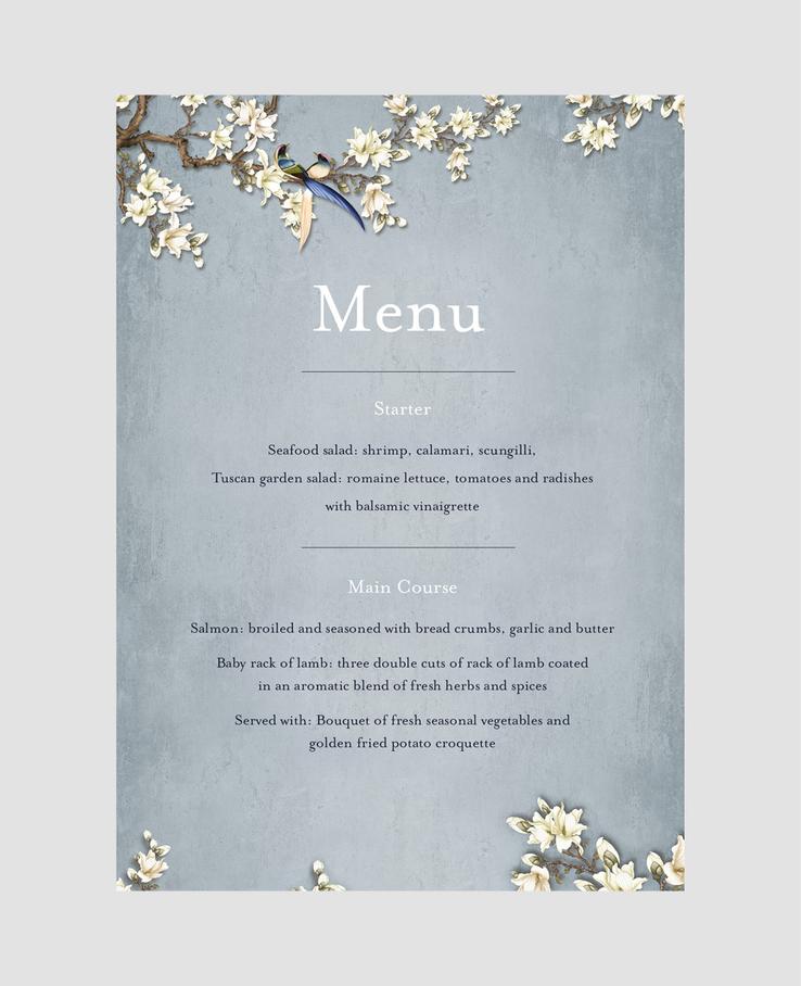 Whispering Willow wedding menu