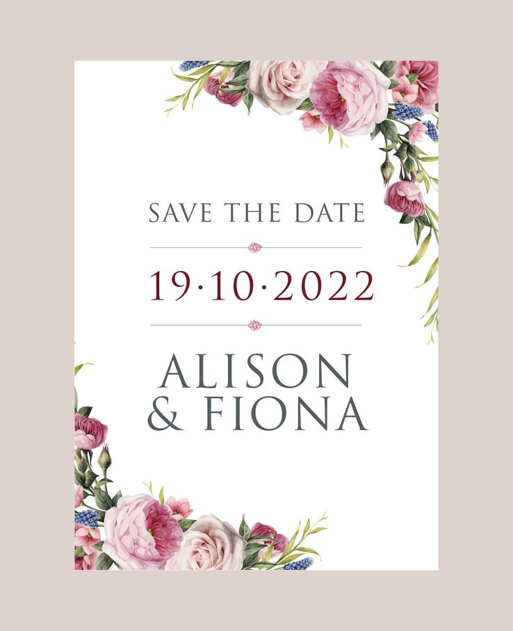 Watercolour Roses wedding save the date