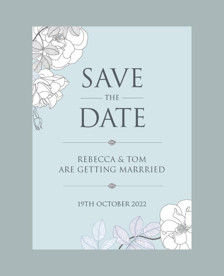 Safia Blue wedding save the date