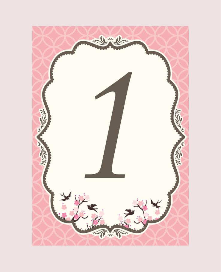 Vintage Swallows Wedding Stationery Table Number