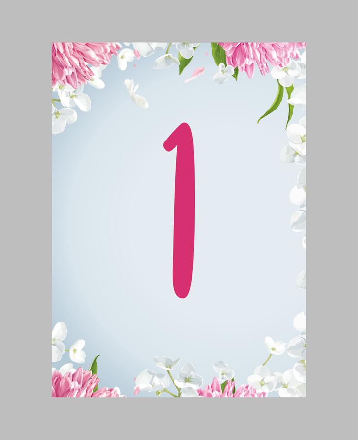 Painted Floral stationery table number