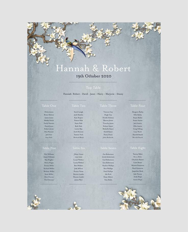 Whispering Willow wedding seating plan
