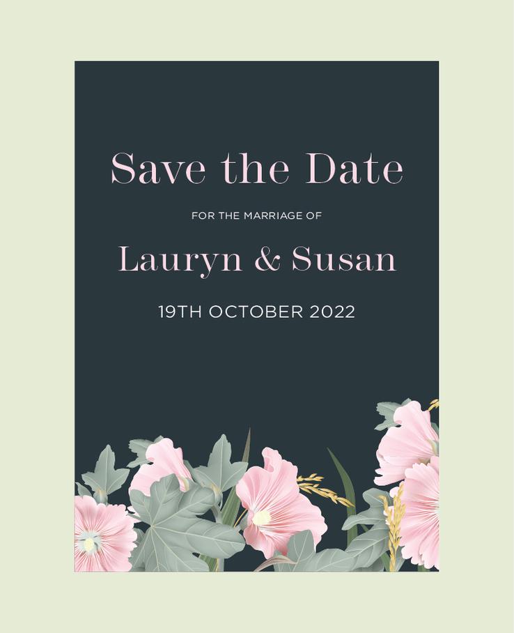 Midnight Roses wedding save the date