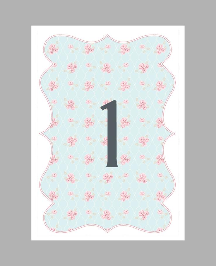 Floral Vintage stationery table number