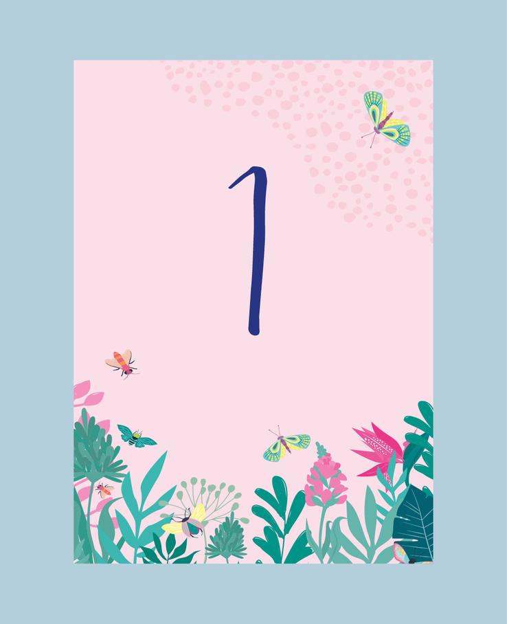 Exotic Foliage stationery table number