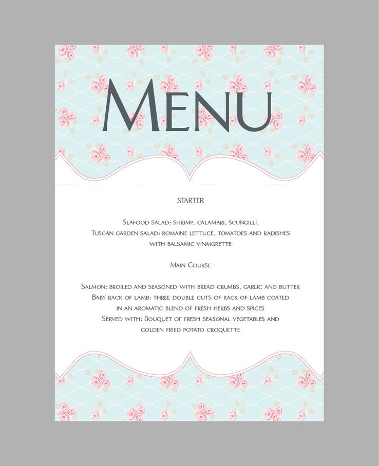 Floral Vintage stationery menu card