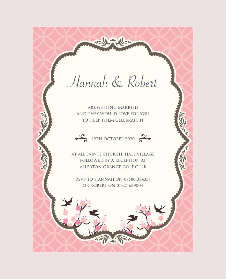 Vintage Swallows Wedding Stationery Invitation