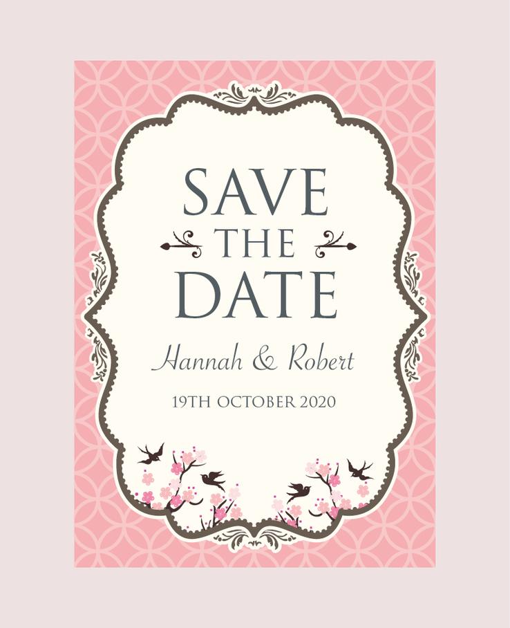 Vintage Swallows wedding save the date